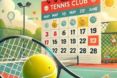 DALL·E 2024-12-30 12.17.17 – A visually appealing banner image for a tennis club’s website post. The image should feature a tennis court in bright summer lighting, a tennis ball a